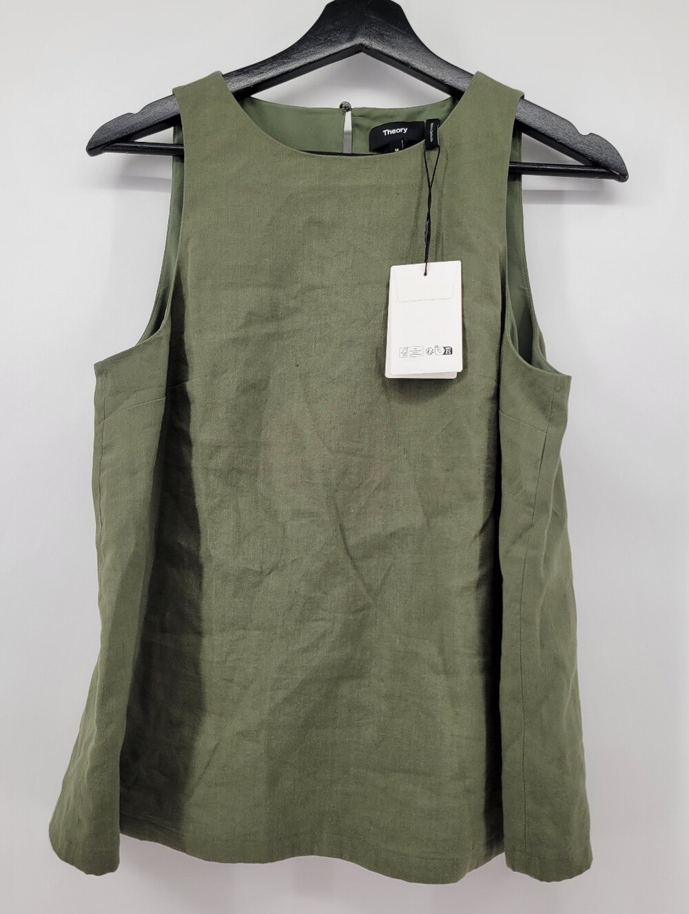 Theory Olive Green Linen Tank Top Size Medium